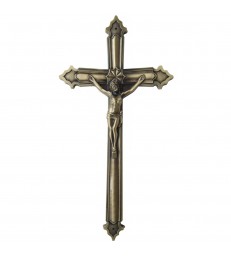 Croix cercueil «antique» en zamak avec Christ