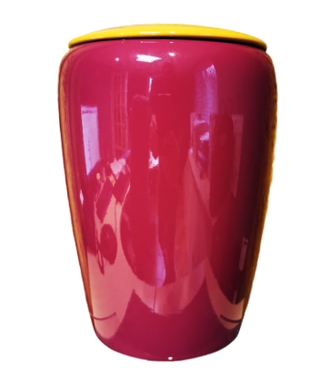 Urne funéraire en bois couleurs aubergine/curry