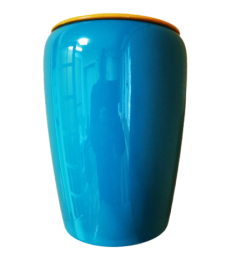 Urne funéraire en bois couleur bleu/curry