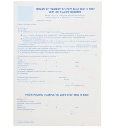 Demande de transport de corps avant mise en bière vers une chambre funéraire, paquet de 25