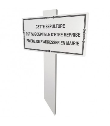Plaque de concession cimetière sur piquet en PVC