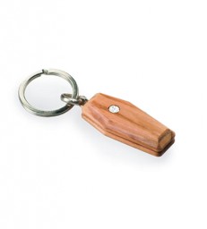 Porte-clés cercueil avec strass, en bois
