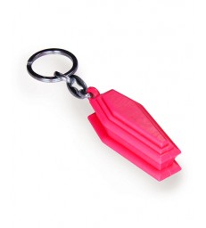 Porte-clés cercueil rouge, en plastique