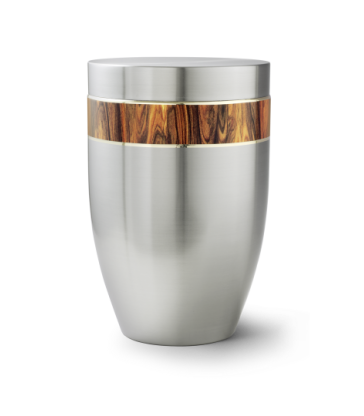 Urne funéraire acier brossé décor bois