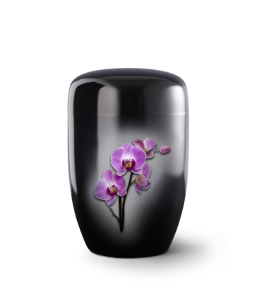 Urne funéraire acier dessin fleurs
