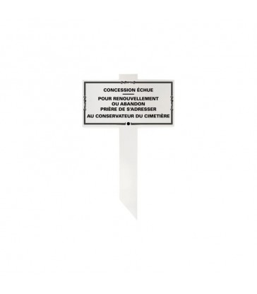 Plaque de concession cimetière sur piquet en PVC