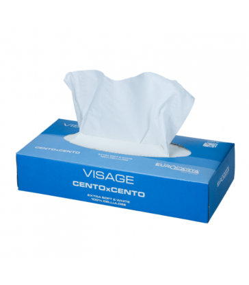 Boîte de 100 mouchoirs papier blanc, 2 épaisseurs, 100% ouate ECOLABEL